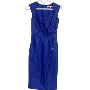 REISS Size 0 Dress Pencil Sleeveless Blue Career Classy Zipper